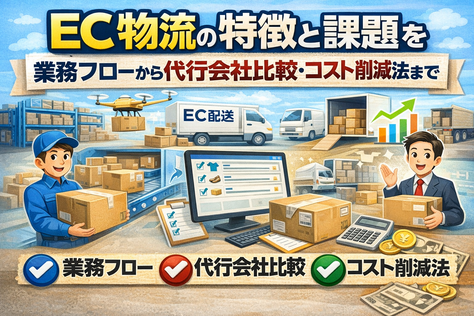 ec物流の特徴と課題を徹底解説！業務フローから代行会社比較・コスト削減法まで網羅